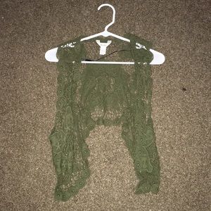 Lace military green cover up